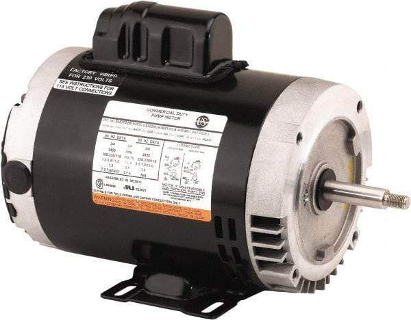 US Motors - 1.5 hp, ODP Enclosure, Auto Thermal Protection, 3,450 RPM, 115/208-230 Volt, 60 Hz, Industrial Electric AC/DC Motor - Size 56C Frame, C-Face Mount, 1 Speed, Ball Bearings, 18.2/9.2-9.1 Full Load Amps, B Class Insulation, Reversible - Benchmark Tooling