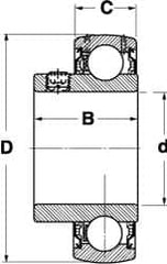 SKF - 1-1/4" ID x 2.8346" OD, 4,410 Lb Dynamic Capacity, Insert Bearing Insert Bearing - 3/4" Race Width, 3,440 Lb Static Capacity - Benchmark Tooling