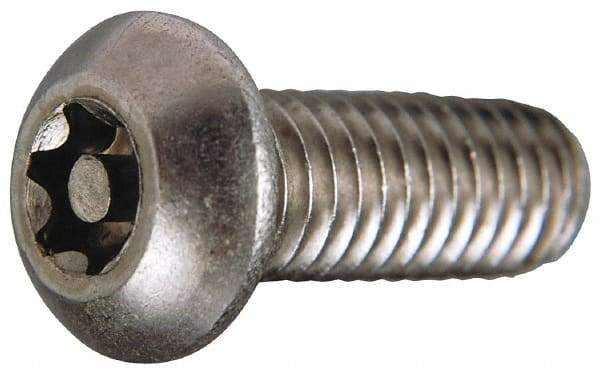 Value Collection - #10-24 UNC Pin In Torx Drive, Button Screw - Grade 18-8 Stainless Steel, Uncoated, 1-1/4" Length Under Head - Benchmark Tooling
