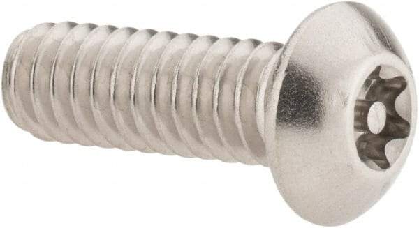 Value Collection - 1/4-20 UNC Pin In Torx Drive, Button Screw - Grade 18-8 Stainless Steel, Uncoated, 3/4" Length Under Head - Benchmark Tooling