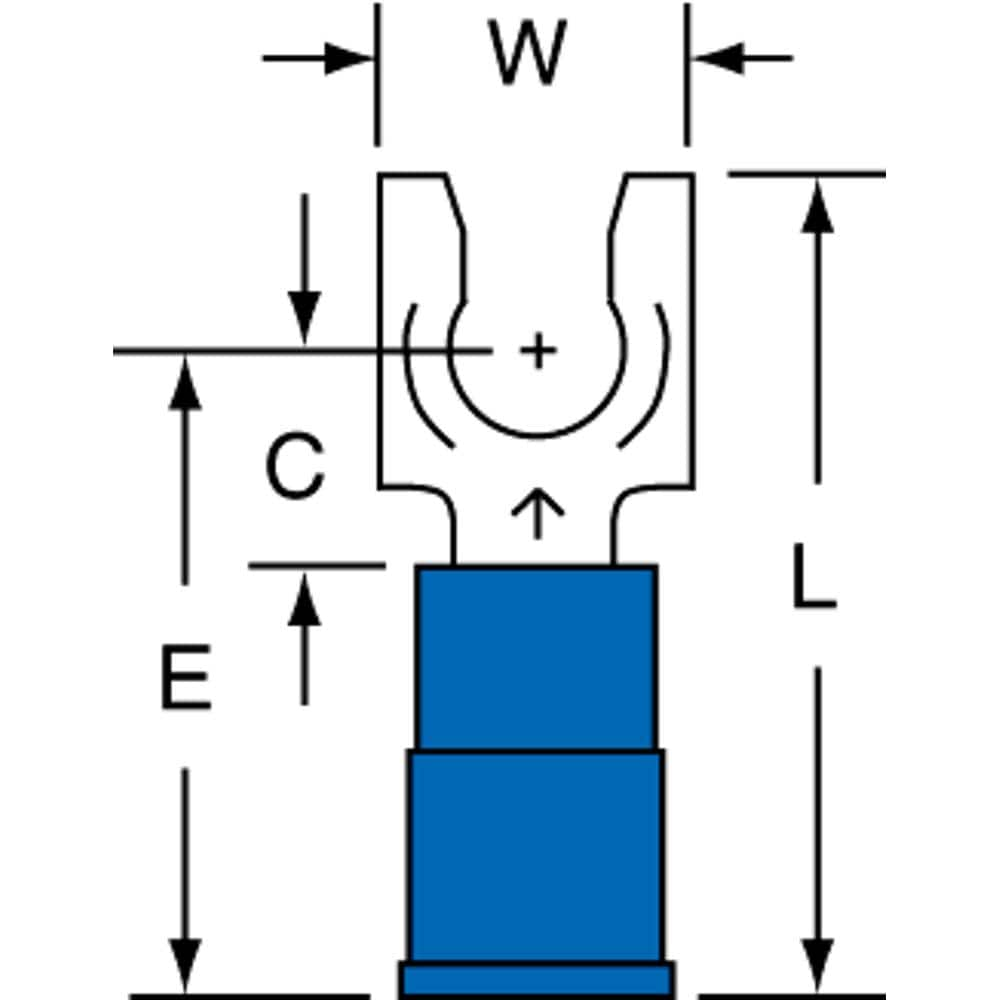 3M - #10 Stud, 16 to 14 AWG Compatible, Partially Insulated, Crimp Connection, Locking Fork Terminal - Benchmark Tooling