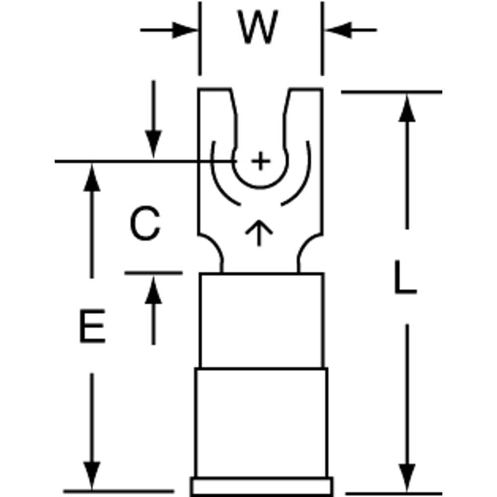 3M - #6 Stud, 16 to 14 AWG Compatible, Partially Insulated, Crimp Connection, Standard Fork Terminal - Benchmark Tooling