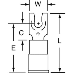 3M - #6 Stud, 16 to 14 AWG Compatible, Partially Insulated, Crimp Connection, Locking Fork Terminal - Benchmark Tooling