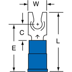 3M - #8 Stud, 16 to 14 AWG Compatible, Partially Insulated, Crimp Connection, Locking Fork Terminal - Benchmark Tooling