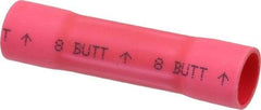 3M - 8 AWG Compatible, Vinyl Fully Insulated, Crimp-On Butt Splice Terminal - 2 Wire Entries, Copper Contacts, Zinc Contact Plating, 1.08" OAL, Red - Benchmark Tooling