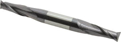 Atrax - 5/16", 3/4" LOC, 3/8" Shank Diam, 3-1/2" OAL, 2 Flute, Solid Carbide Square End Mill - Double End, AlTiN Finish, Spiral Flute, 30° Helix, Centercutting, Right Hand Cut - Benchmark Tooling
