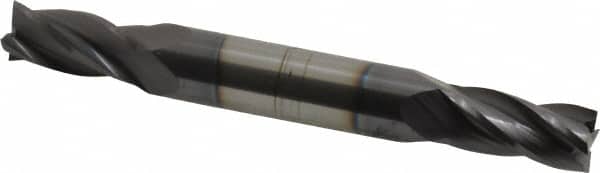 Atrax - 7/16", 7/8" LOC, 1/2" Shank Diam, 4" OAL, 4 Flute, Solid Carbide Square End Mill - Double End, AlTiN Finish, Spiral Flute, 30° Helix, Centercutting, Right Hand Cut - Benchmark Tooling