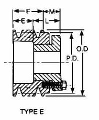 Browning - 1/2 to 1-5/8 Bore Diam, 3-3/4" Outside Diam, QD Bushed V Belt Sheave - 3.0 A Diam Belt Pitch - Benchmark Tooling