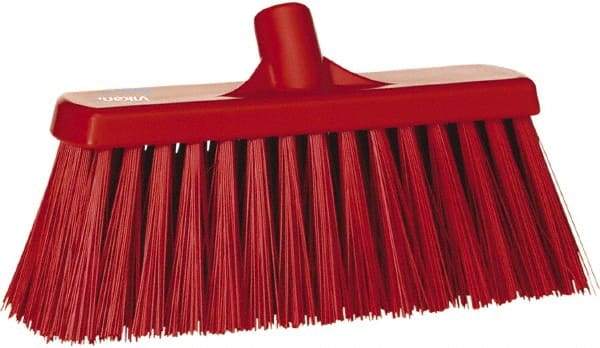 Vikan - 12" Heavy Duty Synthetic Push Broom - 2" Bristle Length, Plastic Block, European Threaded Handle Connection - Benchmark Tooling