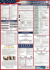 NMC - 24" Wide x 40" High Laminated Paper Labor Law Information Poster - Massachusetts Jurisdiction, 0.03" Thick, English - Benchmark Tooling