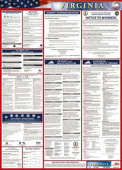 NMC - 24" Wide x 40" High Laminated Paper Labor Law Information Poster - Virginia Jurisdiction, 0.03" Thick, English - Benchmark Tooling