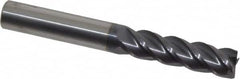 Accupro - 3/8", 1-3/8" LOC, 3/8" Shank Diam, 3" OAL, 4 Flute, Solid Carbide Square End Mill - Single End, AlTiN Finish, Spiral Flute, 40° Helix, Centercutting, Right Hand Cut, Right Hand Flute - Benchmark Tooling