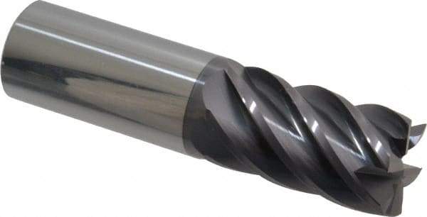 Accupro - 1", 1-3/4" LOC, 1" Shank Diam, 4" OAL, 6 Flute, Solid Carbide Square End Mill - Single End, AlTiN Finish, Spiral Flute, 40° Helix, Centercutting, Right Hand Cut, Right Hand Flute - Benchmark Tooling