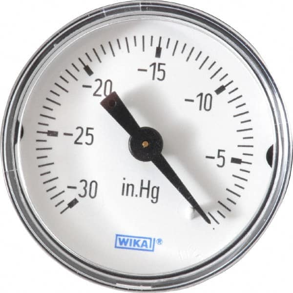 Wika - 1-1/2" Dial, 1/8 Thread, 30-0 Scale Range, Pressure Gauge - Center Back Connection Mount, Accurate to 3-2-3% of Scale - Benchmark Tooling