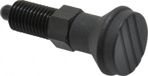 Gibraltar - M12x1.5, 17mm Thread Length, 6mm Plunger Diam, Knob Handle Indexing Plunger - Plunger Style A, 20mm Body Length, 56mm OAL, Steel - Benchmark Tooling