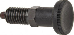 Gibraltar - 1/2-13, 17mm Thread Length, 6mm Plunger Diam, Knob Handle Indexing Plunger - Plunger Style A, 20mm Body Length, 56mm OAL, Steel - Benchmark Tooling