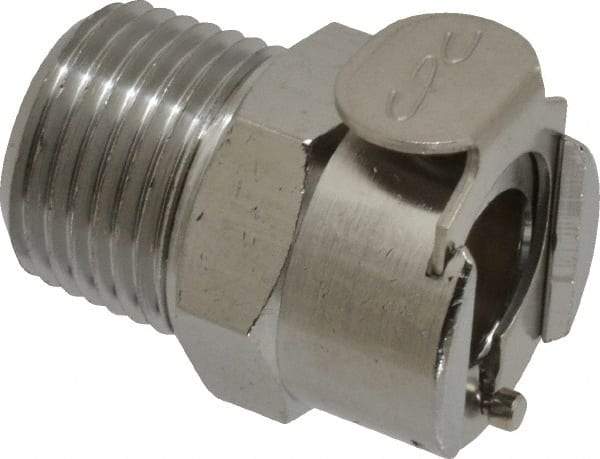 CPC Colder Products - 3/8 NPT Brass, Quick Disconnect, Valved Coupling Body - 250 Max psi, -40 to 180°F, 1.14" OAL x 0.89" Overall Height, Chrome Plated - Benchmark Tooling