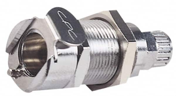 CPC Colder Products - PTF Brass, Quick Disconnect, Valved Panel Mount Coupling Body - 250 Max psi, -40 to 180°F, 1.87" OAL x 0.89" Overall Height, Chrome Plated - Benchmark Tooling