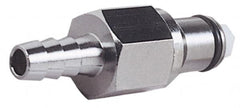 CPC Colder Products - 3/8" Inside Tube Diam, Brass, Quick Disconnect, Hose Barb Valved Inline Coupling Insert - 250 Max psi, -40 to 180°F, 1.87" OAL x 0.65" Overall Height, Chrome Plated - Benchmark Tooling