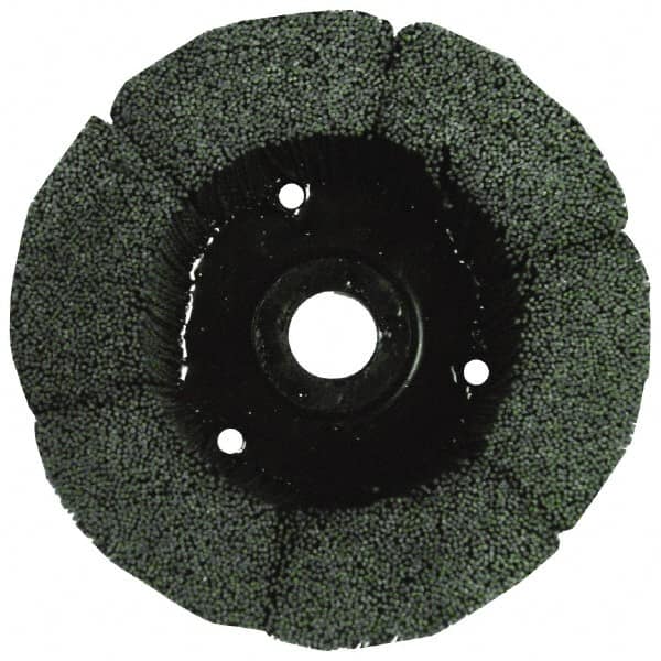 Osborn - 9" 120 Grit Silicon Carbide Crimped Disc Brush - Fine Grade, Plain Hole Connector, 1-1/2" Trim Length, 3/4" Shank Diam, 7/8" Arbor Hole - Benchmark Tooling