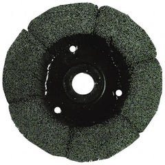 Osborn - 5" 80 Grit Silicon Carbide Crimped Disc Brush - Medium Grade, Plain Hole Connector, 1-1/2" Trim Length, 3/4" Shank Diam, 7/8" Arbor Hole - Benchmark Tooling