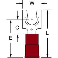 3M - #10 Stud, 22 to 18 AWG Compatible, Partially Insulated, Crimp Connection, Locking Fork Terminal - Benchmark Tooling