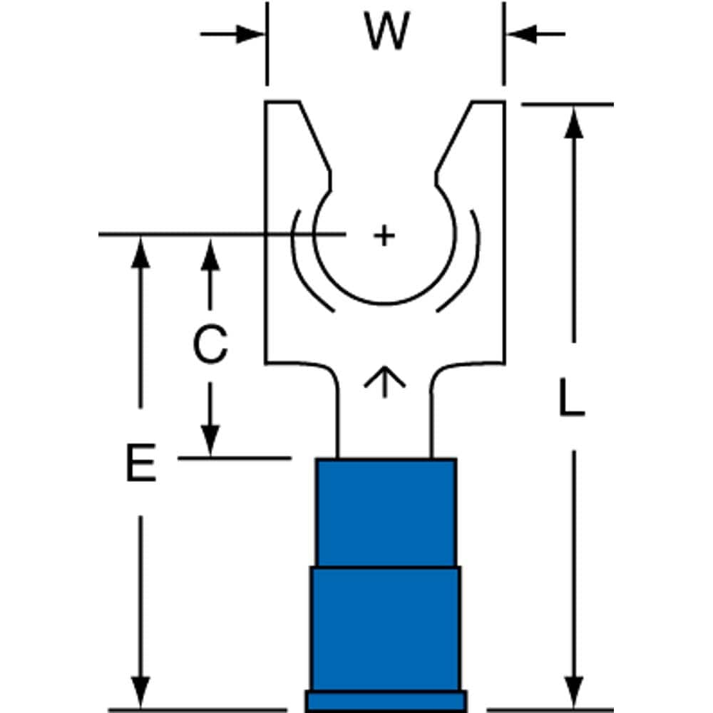 3M - 1/4" Stud, 16 to 14 AWG Compatible, Partially Insulated, Crimp Connection, Locking Fork Terminal - Benchmark Tooling