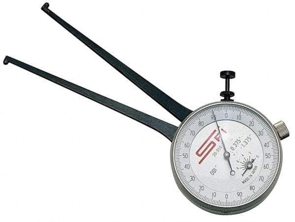 SPI - 50 to 75mm Inside Dial Caliper Gage - 0.025mm Graduation, 0.038mm Accuracy, 3-1/4" Leg Length, Ball Contact Points - Benchmark Tooling