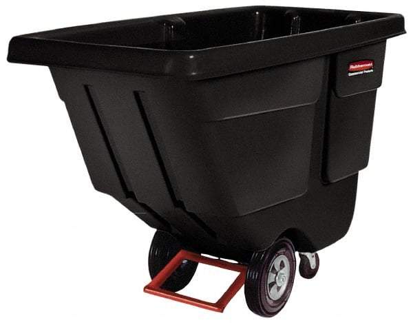 Rubbermaid - 850 Lb Load Capacity, 1 Cu Yd, Polyethylene Tilt Truck - 33-1/2" Wide x 72-1/4" Long x 43-3/4" High, Black - Benchmark Tooling