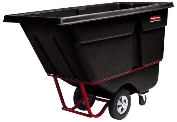 Rubbermaid - 2,100 Lb Load Capacity, 1 Cu Yd, Polyethylene Tilt Truck - 33-1/2" Wide x 72-1/4" Long x 43-3/4" High, Black - Benchmark Tooling