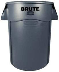 Rubbermaid - 55 Gal Gray Round Trash Can - Polyethylene, None Graphic, 33.2" High, Lid Not Included - Benchmark Tooling