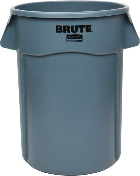 Rubbermaid - 44 Gal Gray Round Trash Can - Polyethylene, 31-1/2" High - Benchmark Tooling