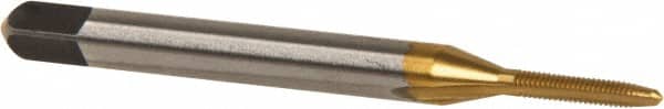 Kennametal - #0-80 UNF 2B 2 Flute TiN Finish High Speed Steel Straight Flute Standard Hand Tap - Plug, Right Hand Thread, 1-5/8" OAL, 5/16" Thread Length, H2 Limit, Oversize - Exact Industrial Supply