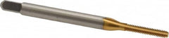 Kennametal - #2-56 UNC 2B 3 Flute TiN Finish High Speed Steel Straight Flute Standard Hand Tap - Bottoming, Right Hand Thread, 1-3/4" OAL, 7/16" Thread Length, H2 Limit - Exact Industrial Supply