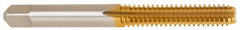 Kennametal - 1/4-20 UNC 3B 4 Flute TiN Finish High Speed Steel Straight Flute Standard Hand Tap - Bottoming, Right Hand Thread, 2-1/2" OAL, 1" Thread Length, H3 Limit, Oversize - Exact Industrial Supply