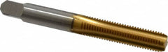 Kennametal - 5/16-24 UNF 3B 4 Flute TiN Finish High Speed Steel Straight Flute Standard Hand Tap - Bottoming, Right Hand Thread, 2-23/32" OAL, 1-1/8" Thread Length, H3 Limit, Oversize - Exact Industrial Supply