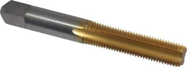 Kennametal - 3/8-24 UNF 3B 4 Flute TiN Finish High Speed Steel Straight Flute Standard Hand Tap - Bottoming, Right Hand Thread, 2-15/16" OAL, 1-1/4" Thread Length, H3 Limit, Oversize - Exact Industrial Supply