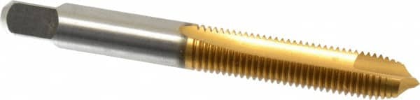 Kennametal - 5/16-24 UNF, 2 Flute, TiN Finish, High Speed Steel Spiral Point Tap - Plug Chamfer, Right Hand Thread, 2.72" OAL, 1-1/8" Thread Length, 0.318" Shank Diam, 3B Class of Fit - Exact Industrial Supply