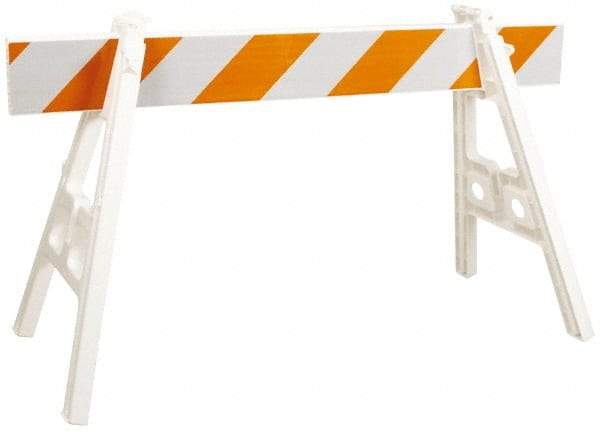 PRO-SAFE - 24 Inch Wide x 40 Inch High, Reflective, Plastic A Frame Barricade without Rail - 7 Lbs., White and Orange - Benchmark Tooling