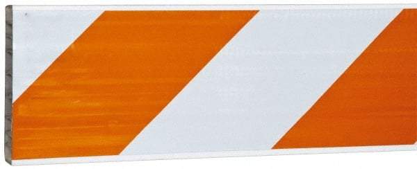 PRO-SAFE - 2 Inch Wide x 8 Inch High, Reflective, Plastic Barricade Rail - 3 Lbs., White and Orange - Benchmark Tooling