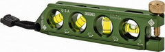 Greenlee - Magnetic 5-1/2" Long 4 Vial Torpedo Level - Aluminum, Green, 1 0°, 1 30°, 1 45° & 1 90° Vials - Benchmark Tooling