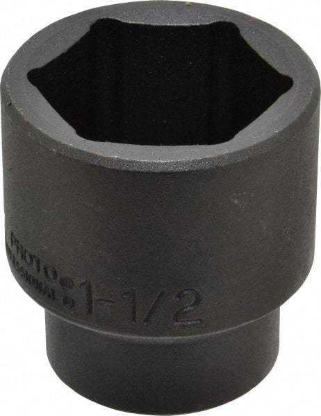 Proto - 1/2" Drive 1-1/2" Standard Impact Socket - 6 Points, 2-15/64" OAL - Benchmark Tooling