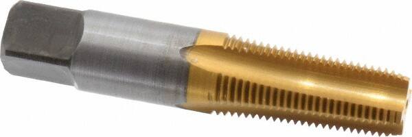 Kennametal - 1/8-27 NPTF Thread, 4 Flute Standard Pipe Tap - 2.13" OAL, 3/4" Thread Length, 7/16" Shank Diam, TiN Finish, High Speed Steel - Exact Industrial Supply