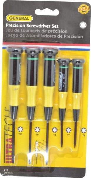General - 5 Piece T6 to T10 Micro Handle Torx Driver Set - T6, T7, T8, T9, T10 - Benchmark Tooling