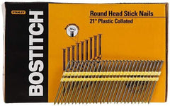 Stanley Bostitch - 0.12" Shank Diam 3-1/4" Long Framing Nails for Power Nailers - Plastic, Bright Finish, Smooth Shank, Angled Stick Plastic Collation, Round Head, Diamond Point - Benchmark Tooling