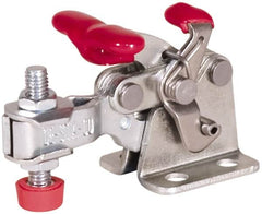 De-Sta-Co - 150 Lb Holding Capacity, Horizontal Handle, Manual Hold Down Toggle Clamp - 170° Handle Movement, 90° Bar Opening, U-Bar, Flanged Base, Electro-Plated Zinc, Carbon Steel - Benchmark Tooling