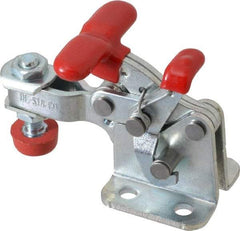 De-Sta-Co - 350 Lb Holding Capacity, Horizontal Handle, Manual Hold Down Toggle Clamp - 173° Handle Movement, 92° Bar Opening, U-Bar, Flanged Base, Electro-Plated Zinc, Carbon Steel - Benchmark Tooling