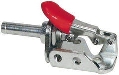 De-Sta-Co - 150 Lb Load Capacity, Flanged Base, Stainless Steel, Standard Straight Line Action Clamp - 3 Mounting Holes, 0.19" Mounting Hole Diam, 0.28" Plunger Diam, Thumb Handle - Benchmark Tooling