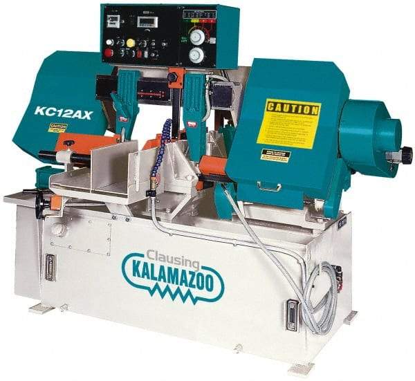 Clausing - 12-3/4 x 12-9/16" Max Capacity, Automatic Variable Speed Pulley Horizontal Bandsaw - 95 to 395 SFPM Blade Speed, 230/460 Volts, 5 hp, 3 Phase - Benchmark Tooling