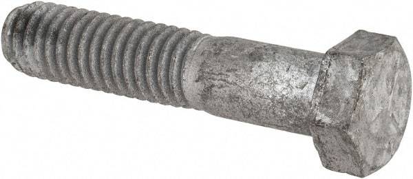 Value Collection - 3/8-16 UNC, 1-3/4" Length Under Head Hex Head Cap Screw - Partially Threaded, Grade 5 Steel, Hot Dipped Galvanized Finish, 9/16" Hex - Benchmark Tooling